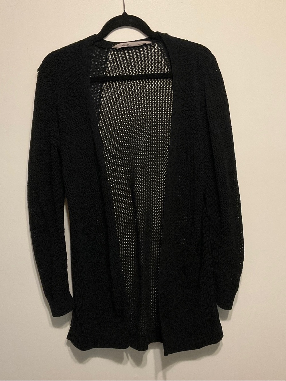 Athleta Black Open-Front open Knit beach Cardigan Sz L